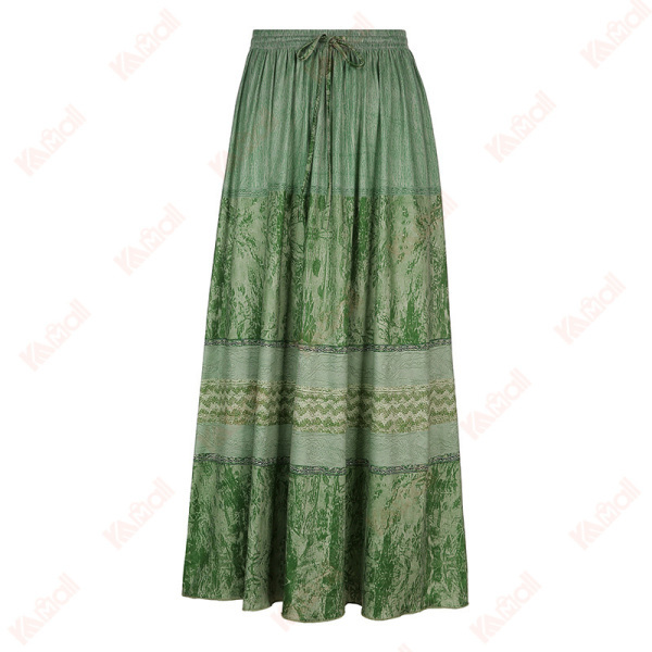 vintage green wrap print skirt